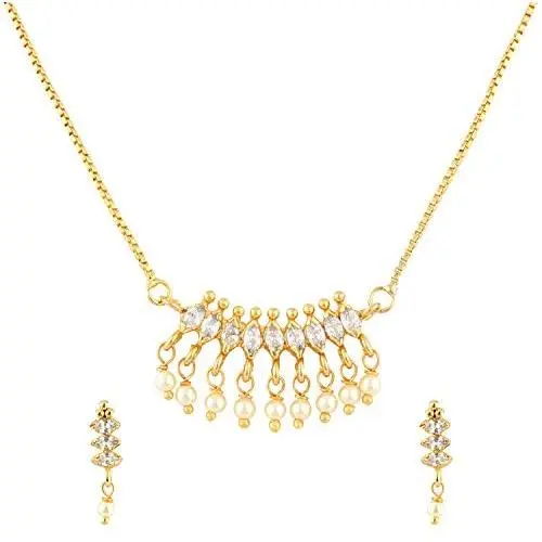Efulgenz Gold Tone Indian Bollywood Ethnic American Diamond Traditional Pendant Necklace with Chain and Earrings Jewelry for Girls/Women Efulgenz Gold Tone Indian Bollywood Ethnic American Diamond Traditional Pendant Necklace with Chain and Earrings Jewelry for Girls/Women