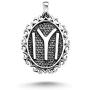 argunjewellery Turkish Jewelry Oval Kayi IYI Ertugrul Motif 925K Sterling Silver Unisex Pendant