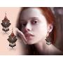 Black Lace Necklace and Earrings Set,BagTu Gothic Lolita Red Pendant Choker for a Halloween Costume and Wedding
