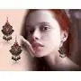 Black Lace Necklace and Earrings Set,BagTu Gothic Lolita Red Pendant Choker for a Halloween Costume and Wedding