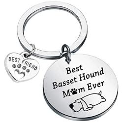 FUSTMW Basset Hound Keychain Best Basset Hound Mom Ever Gifts Dog Mom Owner Basset Hound Gifts Dog Trainer Dog Lover Jewelry Gifts