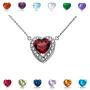 Fine Sterling Silver Diamond Personalized Birthstone CZ Heart-Shaped Necklace