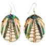 Iridescent Abalone Earrings with Natural Cone Shell Dangle Drop Handmade Women Jewelry AA293