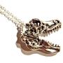 Silvertone T-Rex Skull Pendant on 18'' Chain Necklace Tyrannosaurus Dinosaur Bones