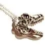 Silvertone T-Rex Skull Pendant on 18'' Chain Necklace Tyrannosaurus Dinosaur Bones