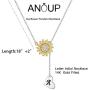 Sunflower Necklace Gift for Women Girls, 14k Gold Plated Sunflower Necklace Sunflower CZ Pendant Necklace You are My Sunshine Heart Initial Necklace Sunflower Jewelry Gifts for Women