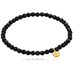 Satya Jewelry Black Onyx Mini Om Stretch Bracelet (4-Millimeter)