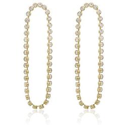 Gold Rhinestone Tassel Chain Linear Dangle Earrings for Women - PeriFairy Crystal Round Circle Theard Shoulder Drop Pierced Jewelry