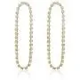 Gold Rhinestone Tassel Chain Linear Dangle Earrings for Women - PeriFairy Crystal Round Circle Theard Shoulder Drop Pierced Jewelry