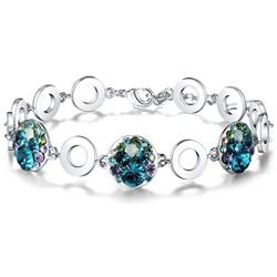 Leafael Ocean Bubble Womens Link Bracelet Made with Premium Crystals Costume Fashion Jewelry, 7''+2'', Silver Tone or 18K Rose Gold Plated, Gifts for Women