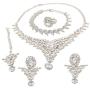 Touchstone Indian Bollywood Intricately Crafted Diamond Look Rhinestone Crystal Colorful Wedding Designer Jewelry Necklace Set in Gold and Silver Tone for Women.