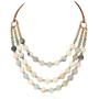 RIAH FASHION Bohemian Genuine Natural Stone Bead Strand Statement Necklace - Multi Layer Drape Chunky Bib Collar