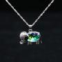 Uloveido Good Luck Big Elephant Shape Crystal Drop Pendant Necklace, Earrings and Rings Wedding Jewelry Set for Bridal Women Birthday Anniversary T485