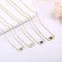 KISSPAT Dainty Eye Necklace for Girls 14K Gold Plated Natural Gemstone Bar Pendant