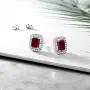 Gem Stone King 925 Sterling Silver Red Garnet Earrings For Women, 4.38 Cttw, Gemstone Birthstone, Emerald Cut 8X6MM