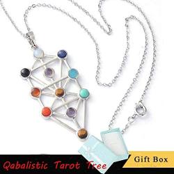 The Qabalistic Tarot Tree of Life Pendant Jewish Kabbalah Necklace Bead Chakra Healing Gemstone Jewelry