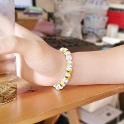 YOUCANDOIT2 Handmade Sunflower Simple Geometric Round Ceramic Bracelet Elastic for Women Girls Gift