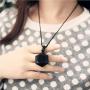 Obsidian Pendant Necklace Obsidian Crystal Pendant Necklace Pattern with Extend Bead Chain for Men or Women