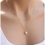 Yfe Layering Pearl Choker Necklace Double Layered Pearl Pendant Necklaces for Women and Girls Minimal Necklace Jewelry Gold (Gold 2 layers)