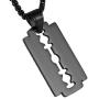 HZMAN Mens Stainless Steel Razor Blade Model Dog Tag Pendant Hip Hop Necklace,22+2'' Chain