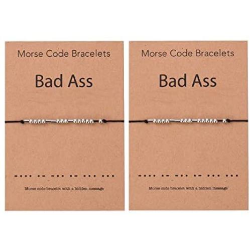 HUASAI Morse Code Bracelets Friendship Matching Bracelets Handmade Stainless Steel Adjustable String Bracelets for Women Girls Men