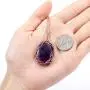 Jovivi Healing Crystal Necklace Natural Amethyst Rose Quartz Black Obsidian Stone Pendant Handmade Wire Wrapped Oval Gemstone Necklace Quartz Jewelry for Women Men