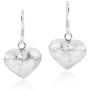 Adorable Puffy Hearts with Brushed Finish .925 Sterling Silver Dangle Earrings