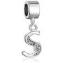 CharmSStory Alphabet Beads A-Z Letter Initial Spacer Dangle Clear Synthetic Crystal Silver P Charm For Snake Chain Bracelets