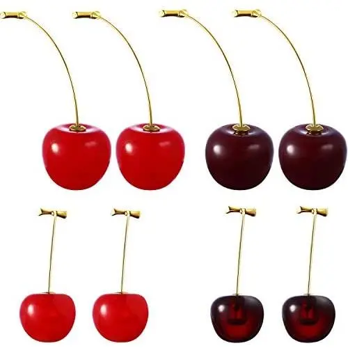 4 Pairs Cherry Drop Earrings Cherry Dangle Jewelry Fruit Dangle Earrings for Women Friends 4 Pairs Cherry Drop Earrings Cherry Dangle Jewelry Fruit Dangle Earrings for Women Friends