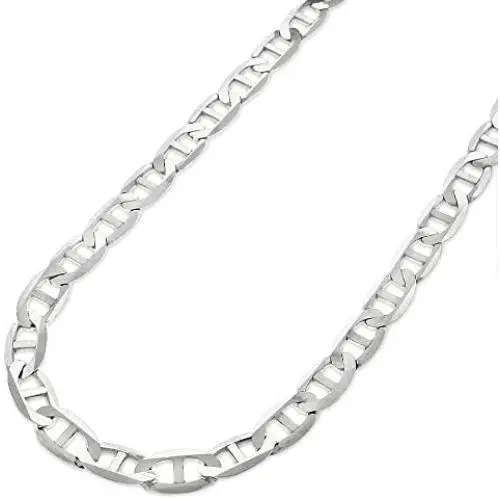 Authentic Solid Sterling Silver Flat Mariner Anchor Link .925 ITProLux Necklace Chains 3.5MM - 8.5MM, 16'' - 30'', Silver Chain for Men & Women, Made In Italy, Next Level Jewelry