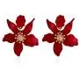 Acrylic Flower Earrings for Women - Big Flower Earrings With Resin - Shell Statement Earrings for Moms, Beloved, Sister or Self (Red Enthusiasm)