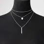 LETTARIUS Disc Bar Pendant Layering Necklace Stainless Steel Layered Chain Choker LETTARIUS Disc Bar Pendant Layering Necklace Stainless Steel Layered Chain Choker
