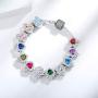 RLCCLR Birthstone Charms 925 Sterling Silver Angel Wings Heart Bead Charms Fit Pandora Charms Bracelet, Lucky Charms with Cubic Zirconias, Fit Wife Daughter Mom Christmas Birthday Gift
