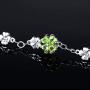 JIANGXIN 925 Sterling Silver Birthstone Chain Link Bracelet for Women Girl Lucky Four leaf clover Gemstone Fine Jewelry Good Luck Shamrock Birthday Gift