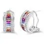 Multicolor AAA CZ Necklace & Earrings Jewelry Set Trendy Cubic Zirconia Omega Clip Earring Cable Chain