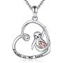 Sterling Silver Sloth Necklace - 925 Mother Daughter Animal Alway in My Heart Pendant Jewelry Gift for Girls Women