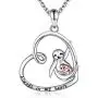 Sterling Silver Sloth Necklace - 925 Mother Daughter Animal Alway in My Heart Pendant Jewelry Gift for Girls Women