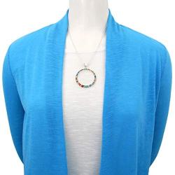 Gemstone Pendant Necklace in 925 Sterling Silver Genuine Turquoise & Gemstones (24'' Length)
