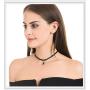 Konpicca Black Leather Punk Choker Premium Black Vegan Leather Choker and Collar Necklace with Elegant Pendant