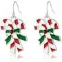 RareLove 2020 Statement Christmas Candy Cane Red Green Piercing Dangle Earrings Red CZ Rhinestone Silver Plated Alloy Holiday Jewelry for Women Girls RareLove 2020 Statement Christmas Candy Cane Red Green Piercing Dangle Earrings Red CZ Rhinestone Silver Plated Alloy Holiday Jewelry for Women Girls