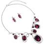 Rosemarie Collections Womens Statement Silver Tone and Spiral Loop Crystal Bib Necklace and Earrings Set