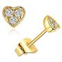 MDFUN Fashion Necklace and Earring Jewelry Set for Women and Girls, 18K Gold Plated Sparkle Halo Cubic Zirconia Heart Shaped Stud Earring and Pendant Choker