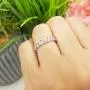 Dazzlingrock Collection 14k Round Ruby & White Diamond Ladies Anniversary Wedding Stackable Band Swirl Ring, White Gold