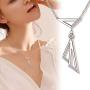 Besilver Valentine Gift Triangle Necklace Earrings Set Women Men 925 Sterling Silver 18K Gold Filled Cubic Zirconia Triangle Jewish Chai Necklace Jewelry Gift