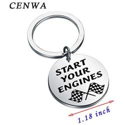 CENWA Race Day Gift Street Racing Gift Start Your Engines Keychain Checkered Flag Jewelry Car Racing Gift Drag Racing Gift