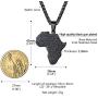PROSTEEL Stainless Steel Africa Map Necklace for Men Women, 18K Gold/Rose Gold/Black Plated, Customize Available, 22''-24'' Adjustable, Come Gift Box