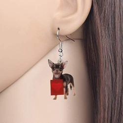 DOWAY Acrylic Rose Heart Bulldog/Yorkshire Terrier/Chihuahua Earrings Dangle Drop Pet Dog Jewelry for Women Girls Gift