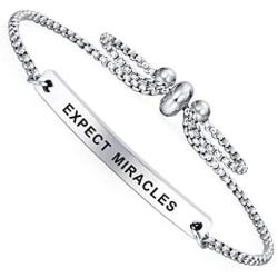 SOUSYOKYOSAM Dainty Cuff Bracelet - Expect Miracles - Students Super Cute Jewelry for Graduation Encouraging Gift