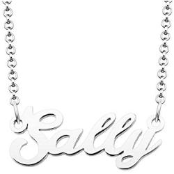 Lifequeen 925 Sterling Silver Classic Personal Name Necklace Semi-Custom Made Customized Personalized Gift for Girls Boys Women Men