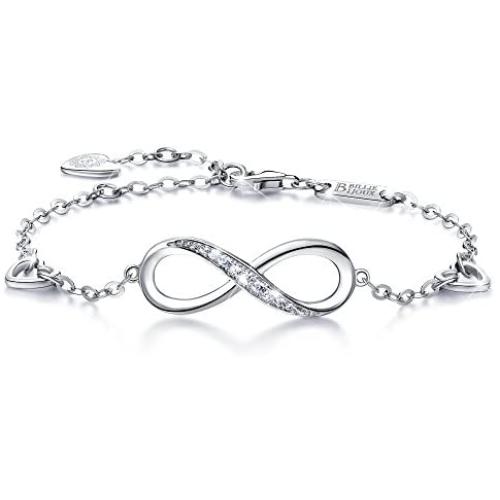 Billie Bijoux Womens 925 Sterling Silver Infinity Endless Love Symbol Charm Adjustable Bracelet Gift for Women Girls Mom Mothers Day